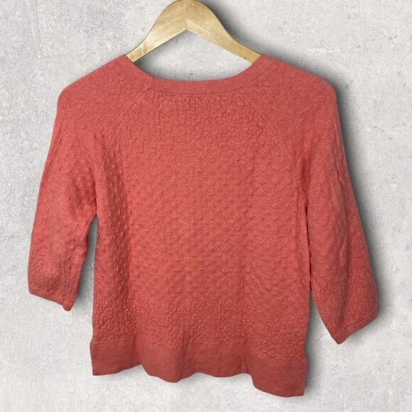Anthropologie Field Flower Cashmere Waffle Knit Pullover Sweater Pink Boho Med - Picture 5 of 14